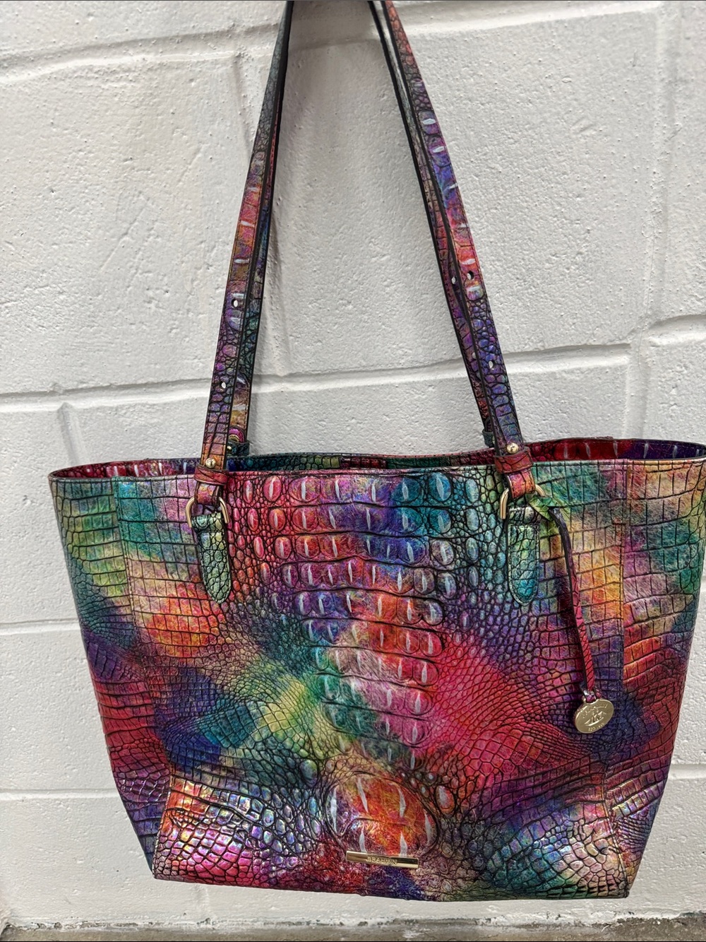 Brahmin Medium Asher Melbourne Multicolor Croc-Embossed Shoulder Tote